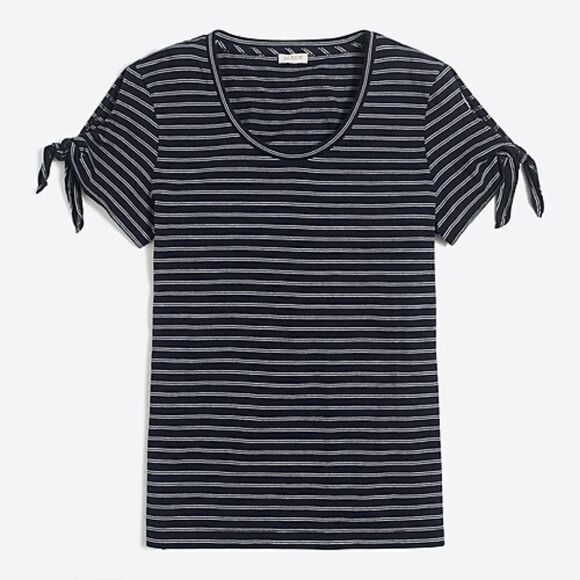 J Crew Striped Tie-Shoulder T-shirt - Picture 2 of 10